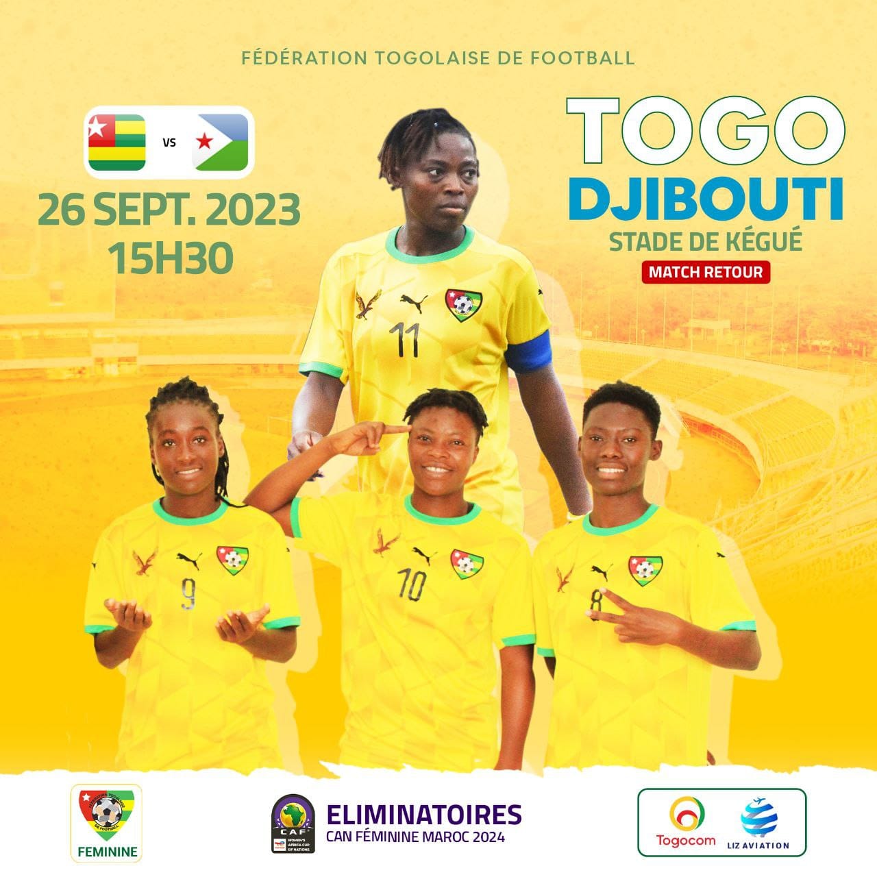 Élim CAN (F) 2024 / 1er tour retour: livestream du match Togo vs Djibouti