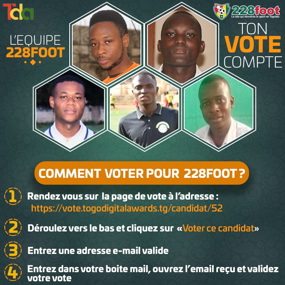Aidez 228Foot à remporter le concours Togo Digital Awards 2021