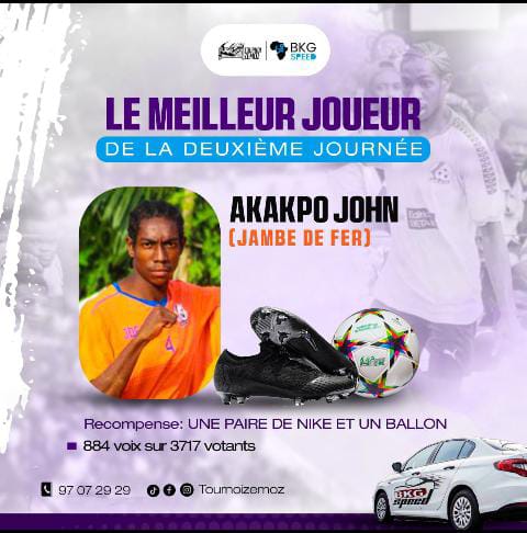 228Foot 228Foot-Tournoi Zemoz Édition BKG Speed(J2): Akakpo John sacré meilleur joueur.